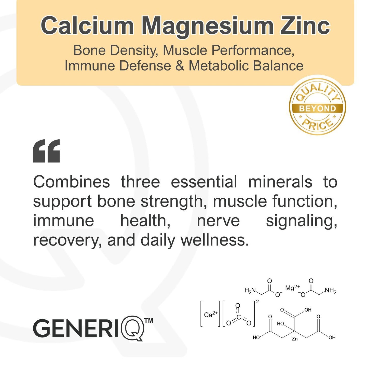 GENERIQ™ Calcium Magnesium Zinc, 468mg