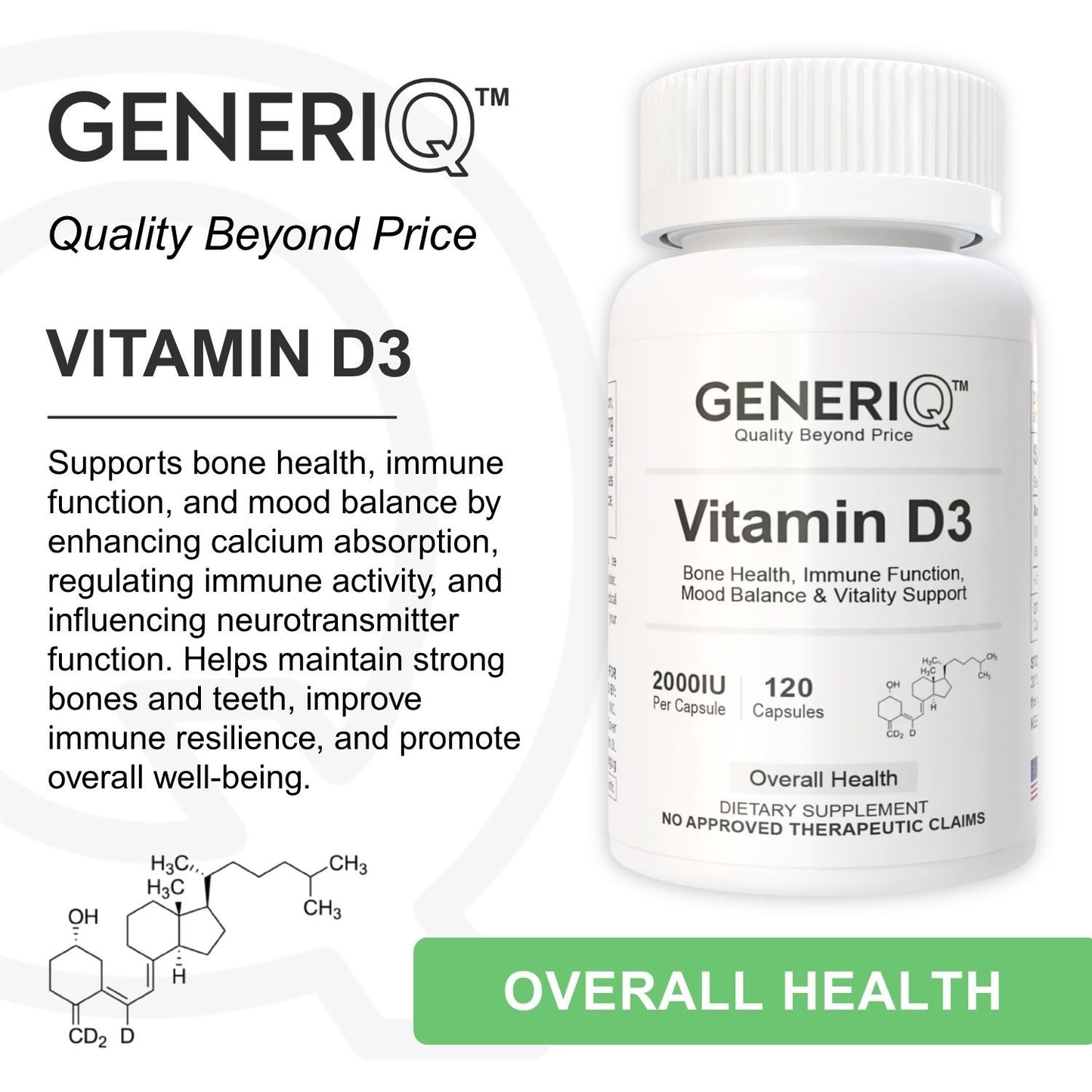 GENERIQ™ Vitamin D3, 2000IU