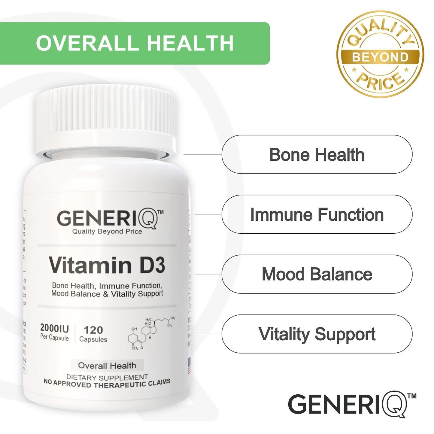 GENERIQ™ Vitamin D3, 2000IU