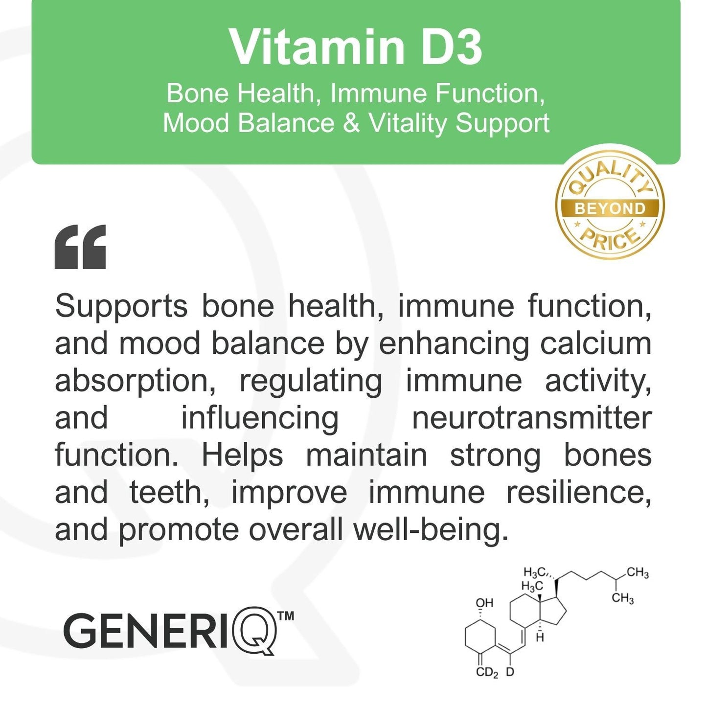 GENERIQ™ Vitamin D3, 2000IU