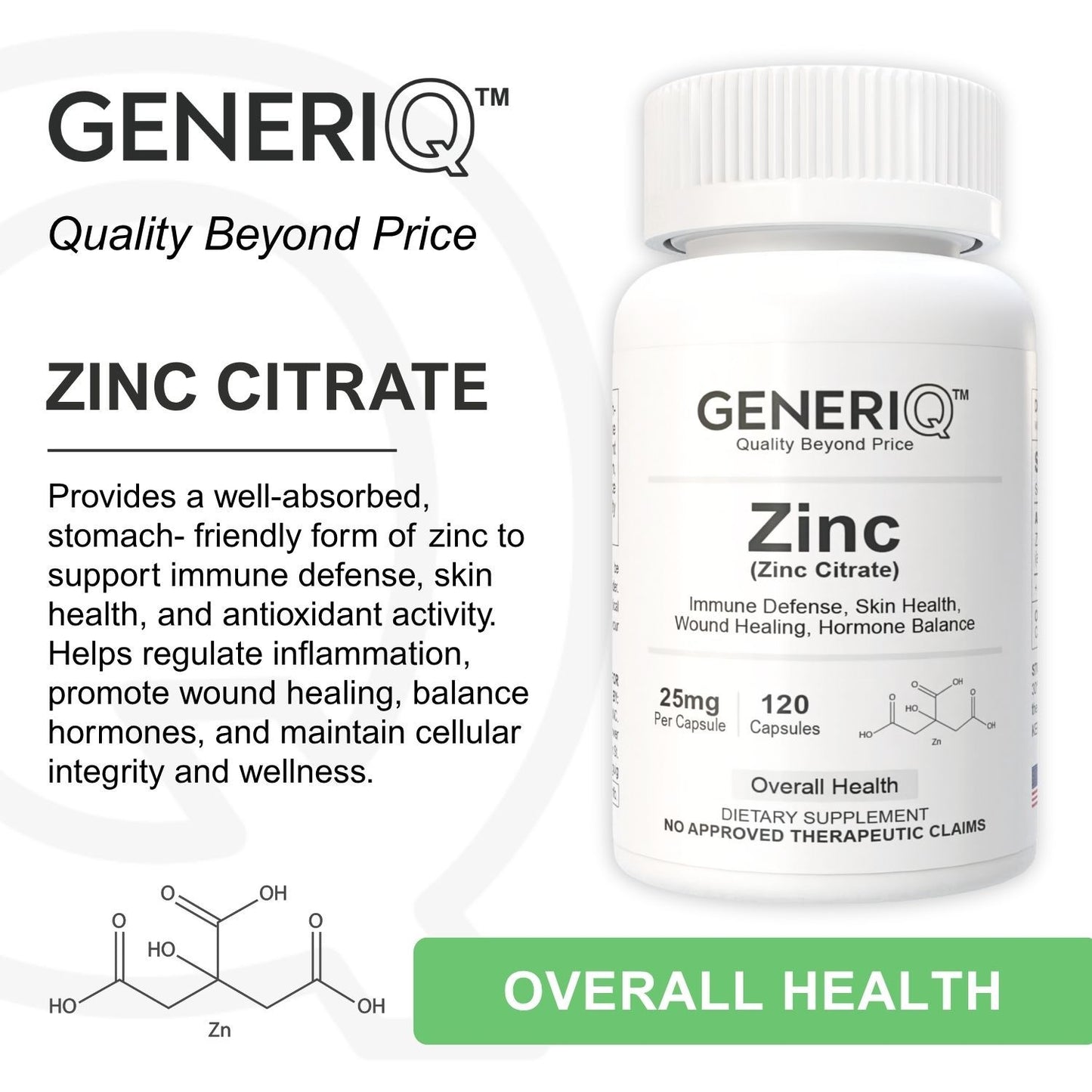GENERIQ™ Zinc, 25mg