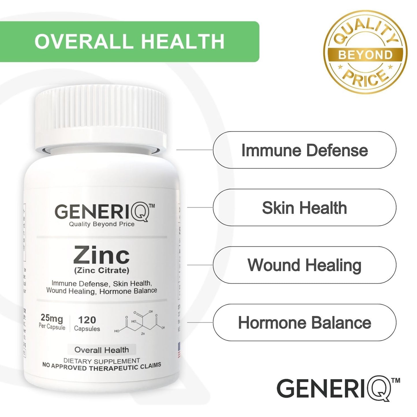 GENERIQ™ Zinc, 25mg