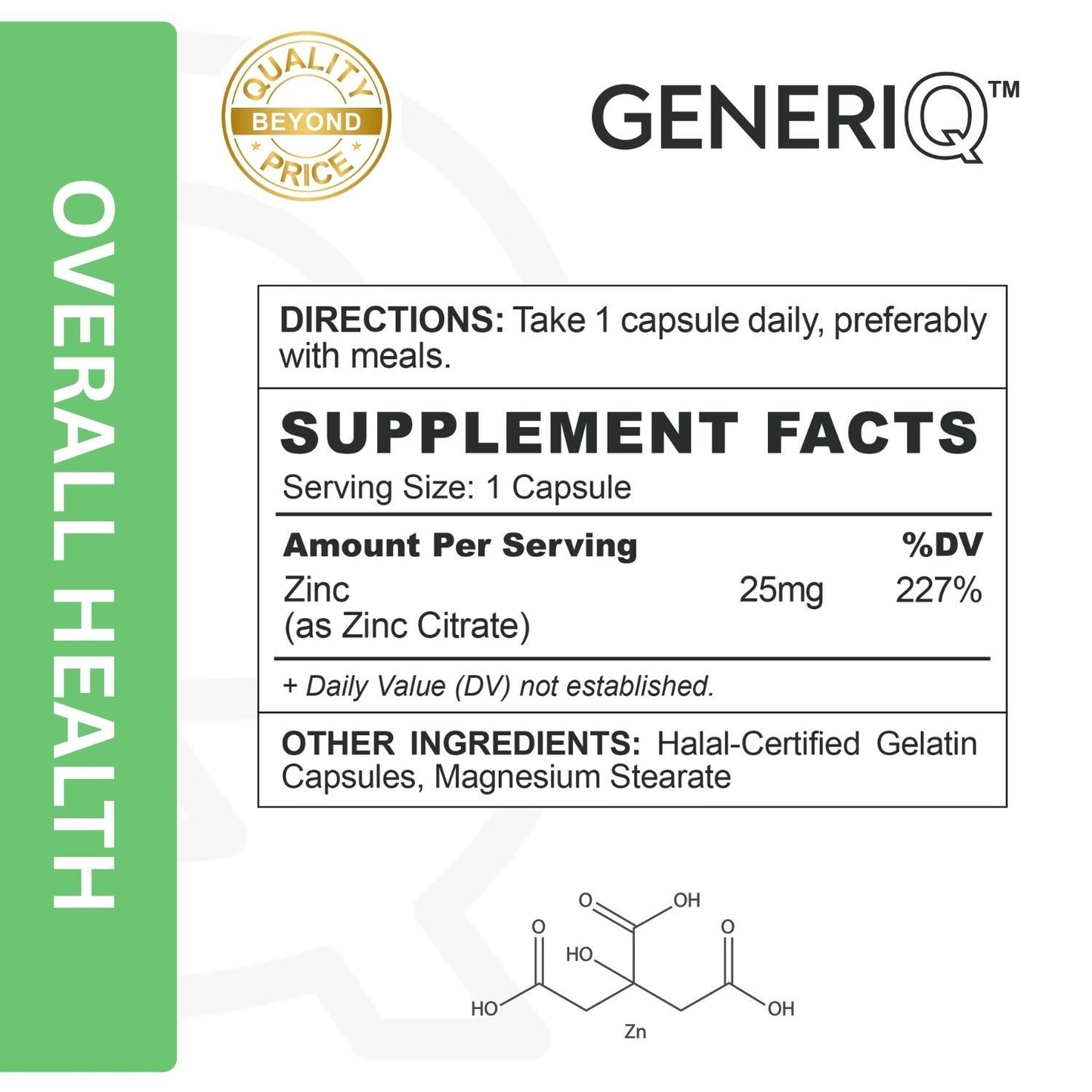 GENERIQ™ Zinc, 25mg