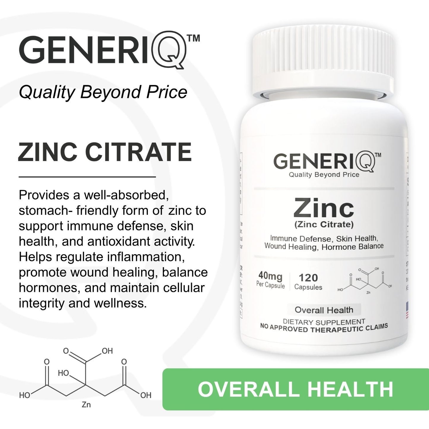 GENERIQ™ Zinc, 40mg