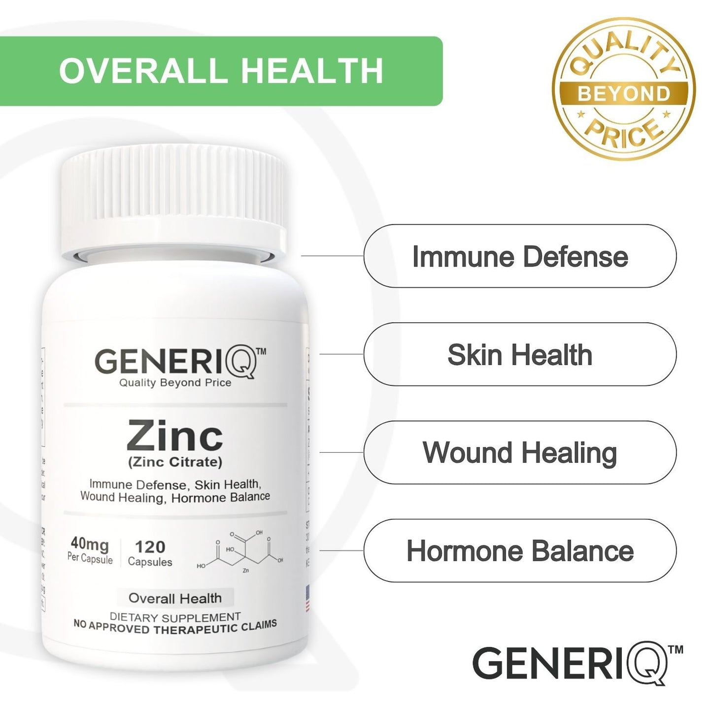 GENERIQ™ Zinc, 40mg