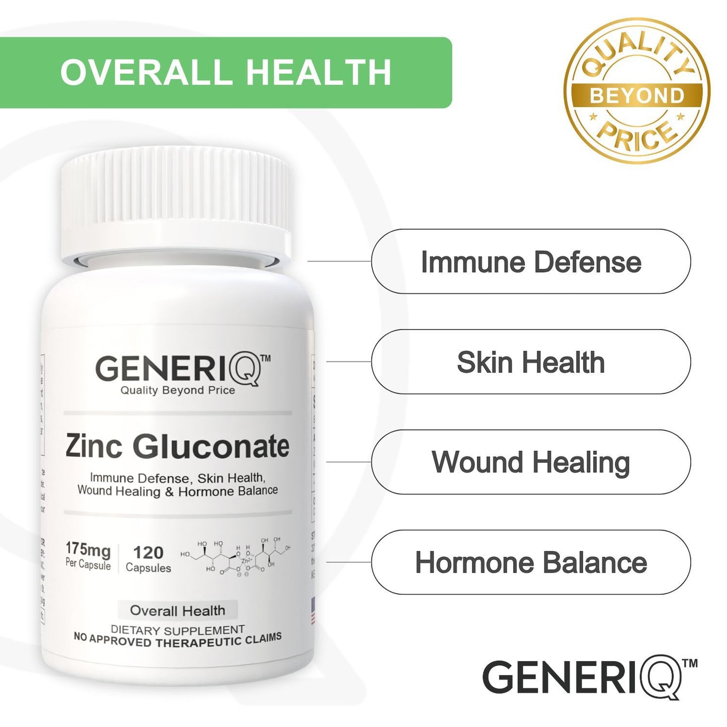 GENERIQ™ Zinc Gluconate, 175mg