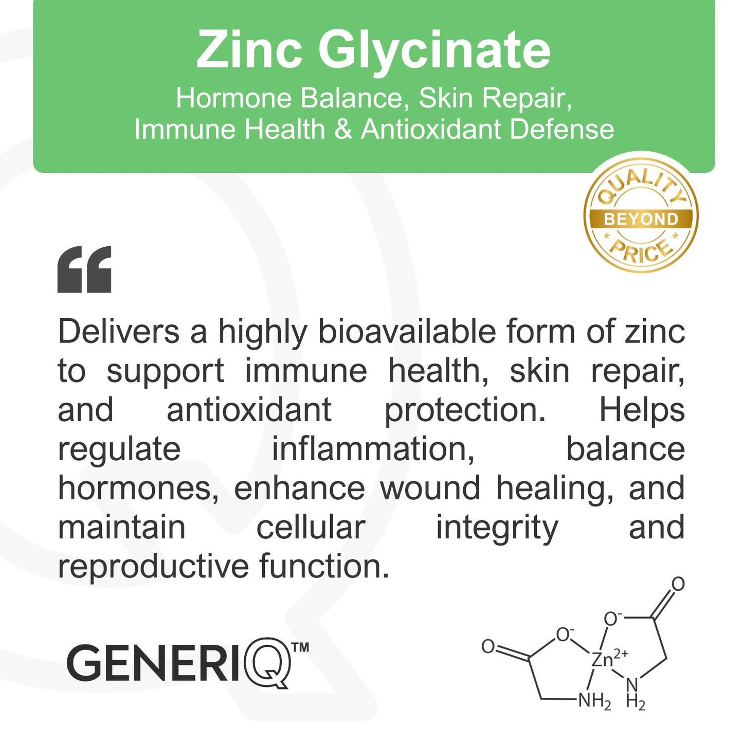 GENERIQ™ Zinc Glycinate, 125mg