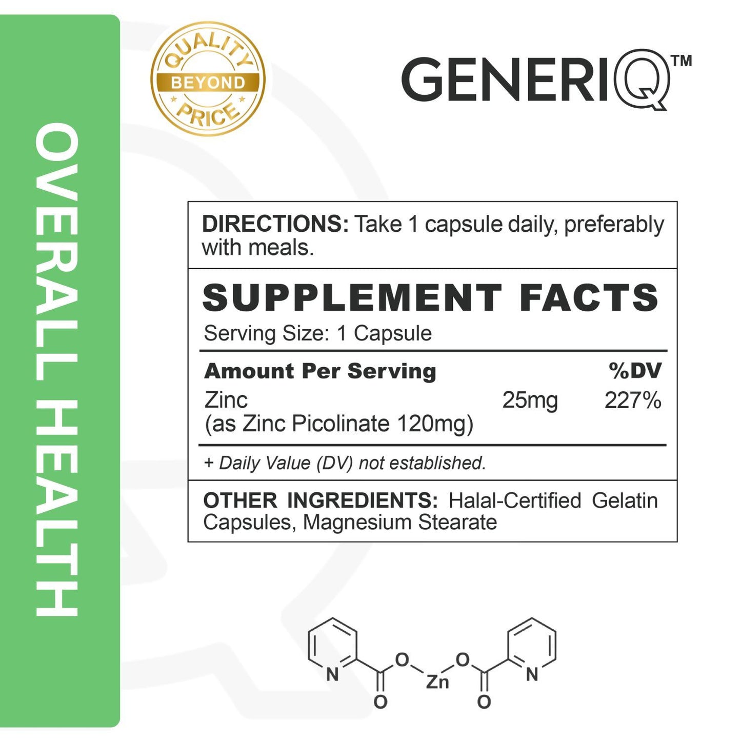GENERIQ™ Zinc Picolinate, 120mg