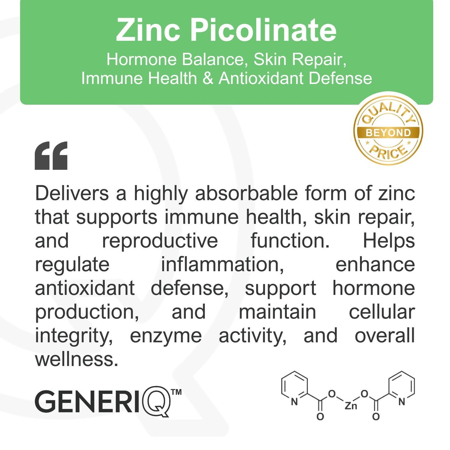 GENERIQ™ Zinc Picolinate, 192mg