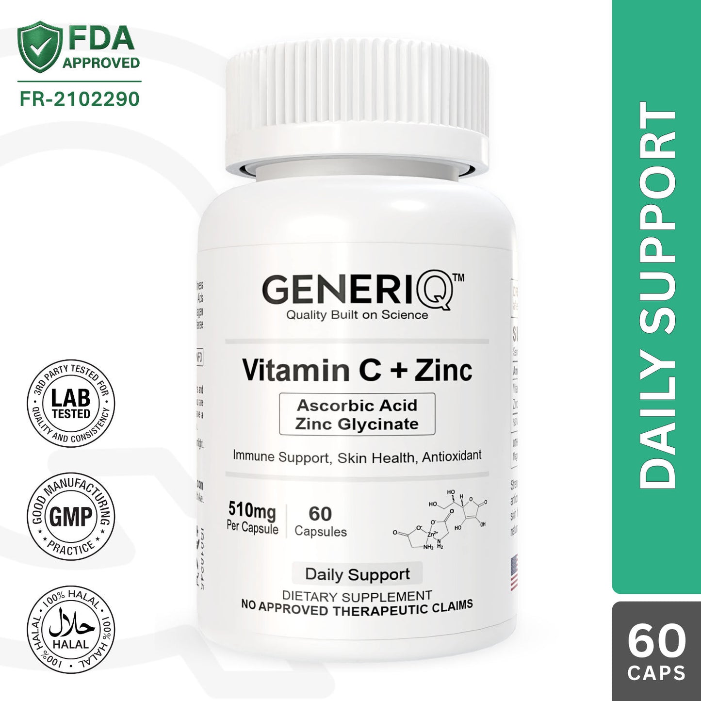 Vitamin C (Ascorbic Acid) + Zinc Glycinate