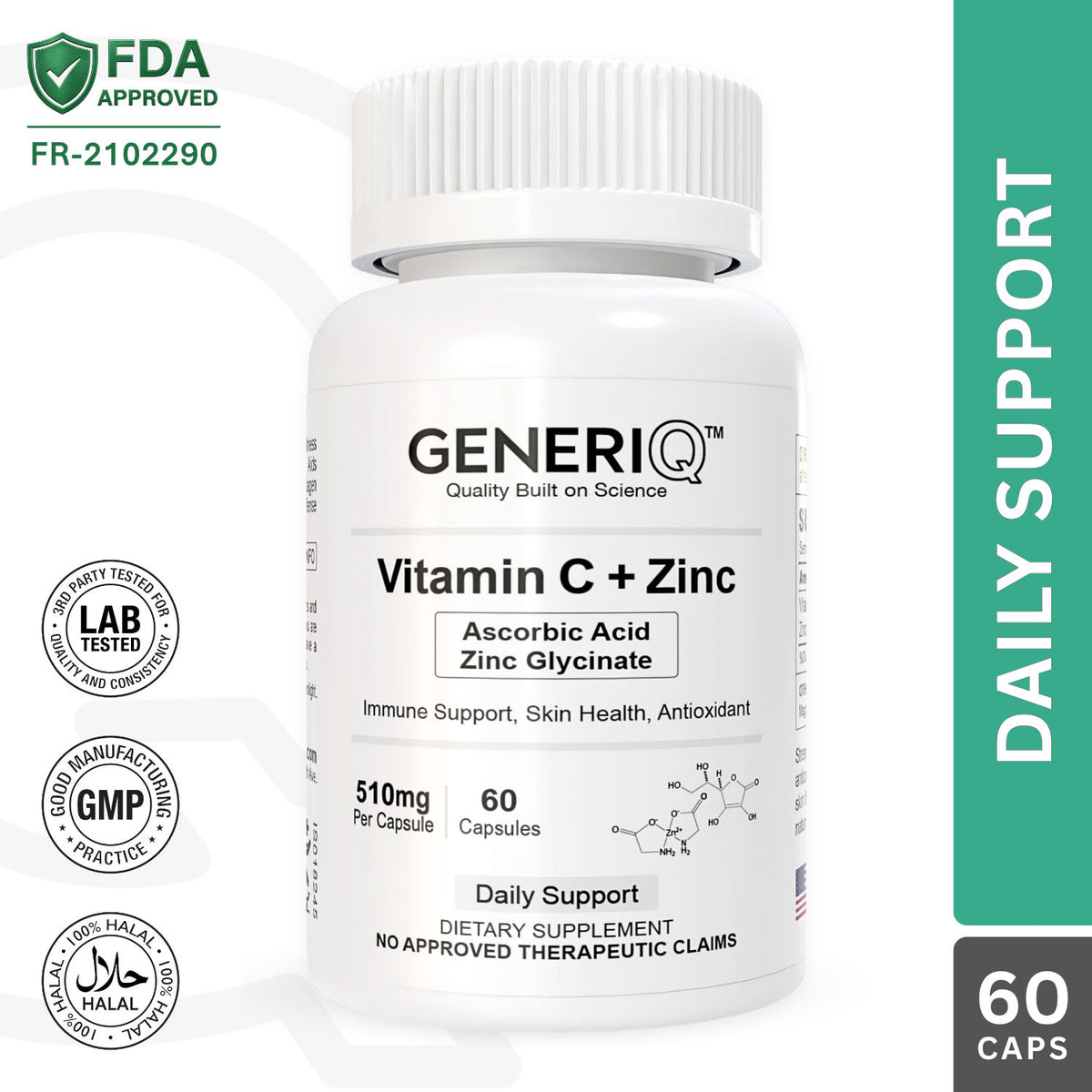 Vitamin C (Ascorbic Acid) + Zinc Glycinate