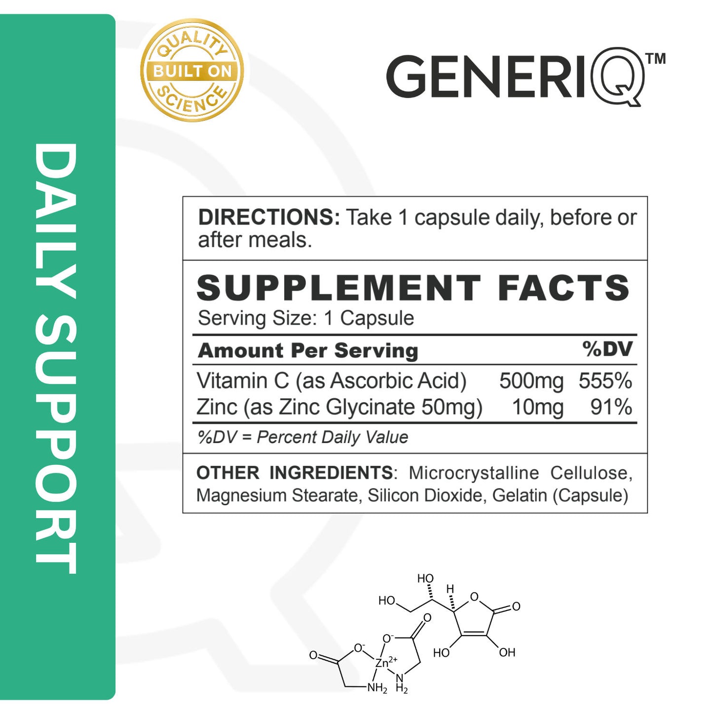 Vitamin C (Ascorbic Acid) + Zinc Glycinate