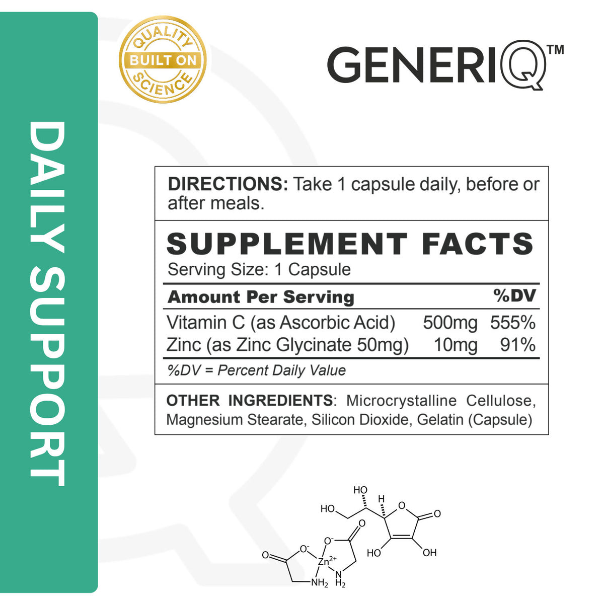 Vitamin C (Ascorbic Acid) + Zinc Glycinate