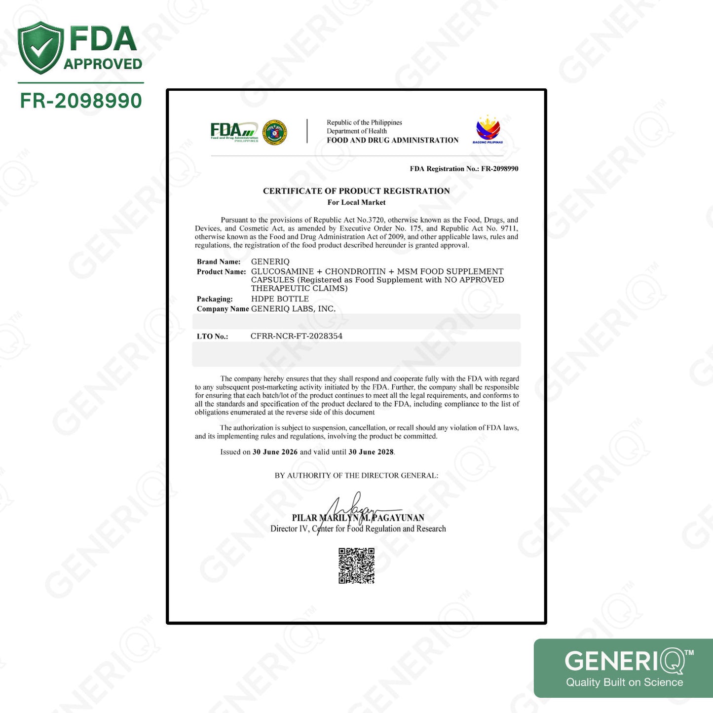 Glucosamine + Chondroitin + MSM