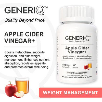 GENERIQ™ Apple Cider Vinegar+, 500mg