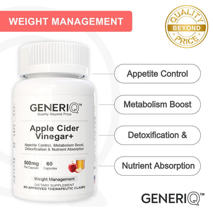 GENERIQ™ Apple Cider Vinegar+, 500mg
