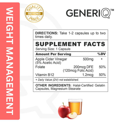 GENERIQ™ Apple Cider Vinegar+, 500mg