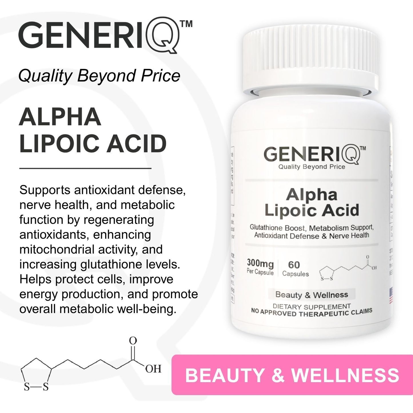 GENERIQ™ Alpha Lipoic Acid, 300mg