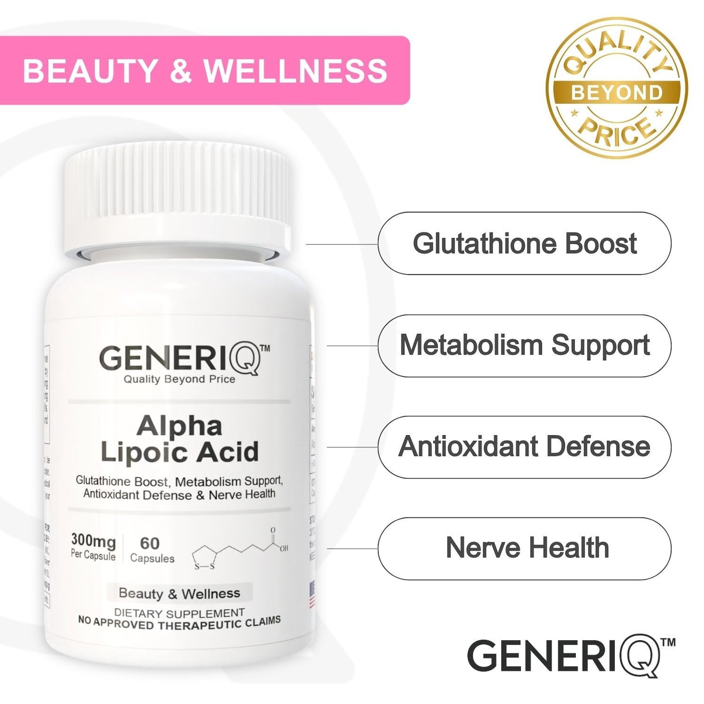 GENERIQ™ Alpha Lipoic Acid, 300mg