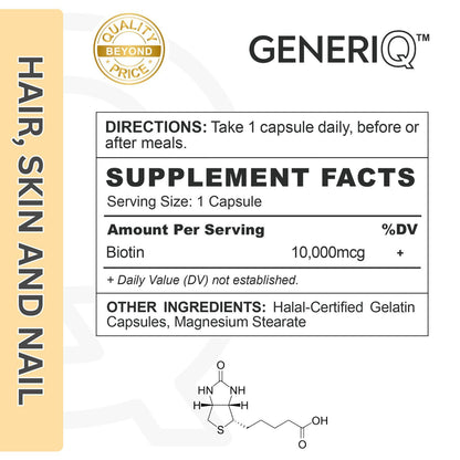 GENERIQ™ Biotin, 10000mcg