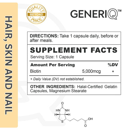 GENERIQ™ Biotin, 5000mcg