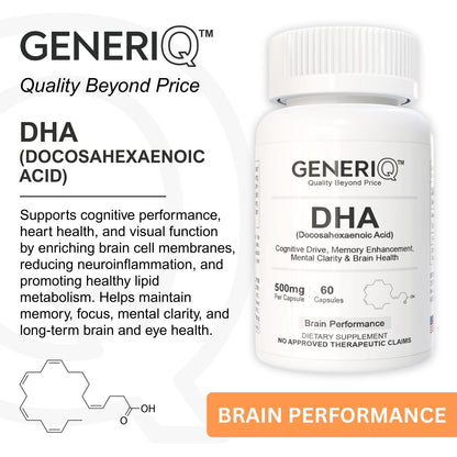 GENERIQ™ DHA (Docosahexaenoic Acid), 500mg