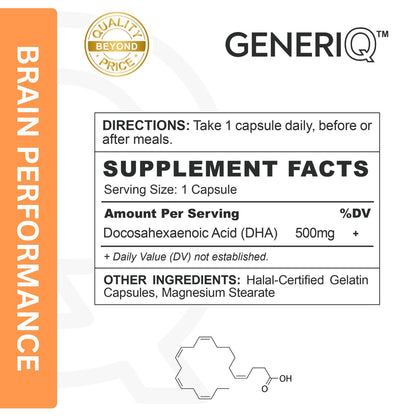 GENERIQ™ DHA (Docosahexaenoic Acid), 500mg
