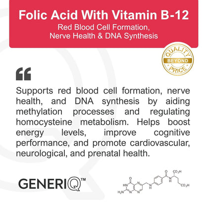 GENERIQ™ Folic Acid with Vitamin B-12, 825mcg