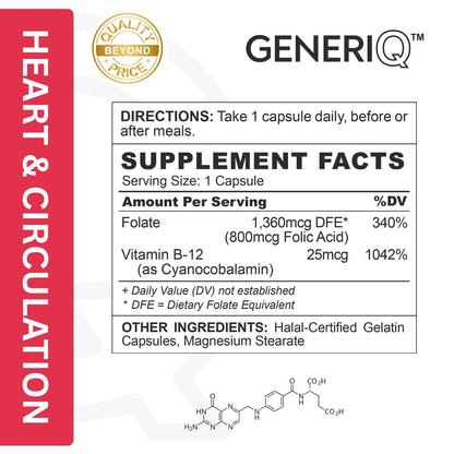 GENERIQ™ Folate with Vitamin B-12, 825mcg