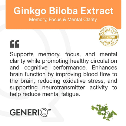 GENERIQ™ Ginkgo Biloba Extract, 120mg