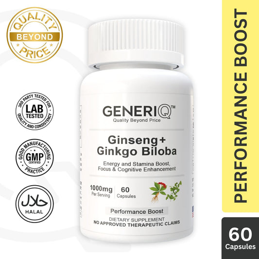 GENERIQ™ Ginseng + Ginkgo Biloba, 1000mg