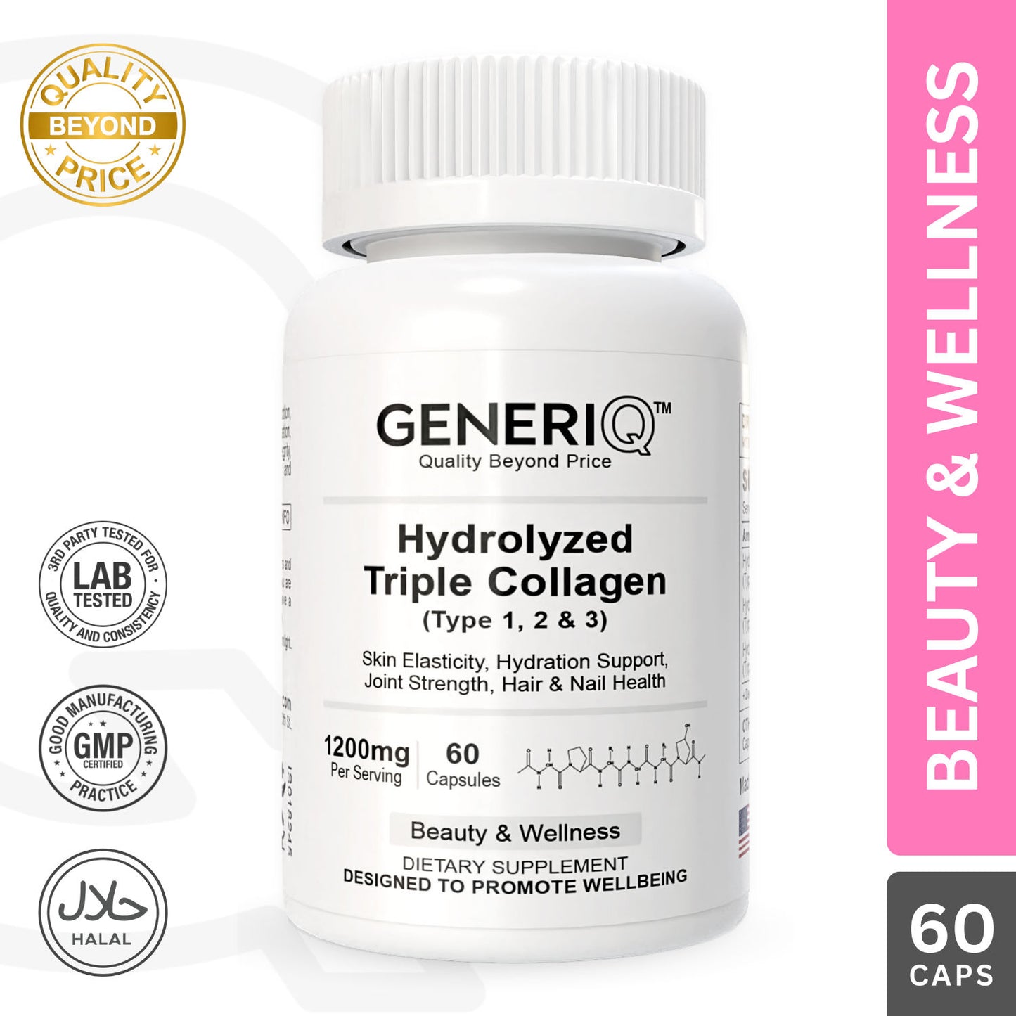 Hydrolyzed Triple Collagen (Type 1, 2 & 3), 1200mg
