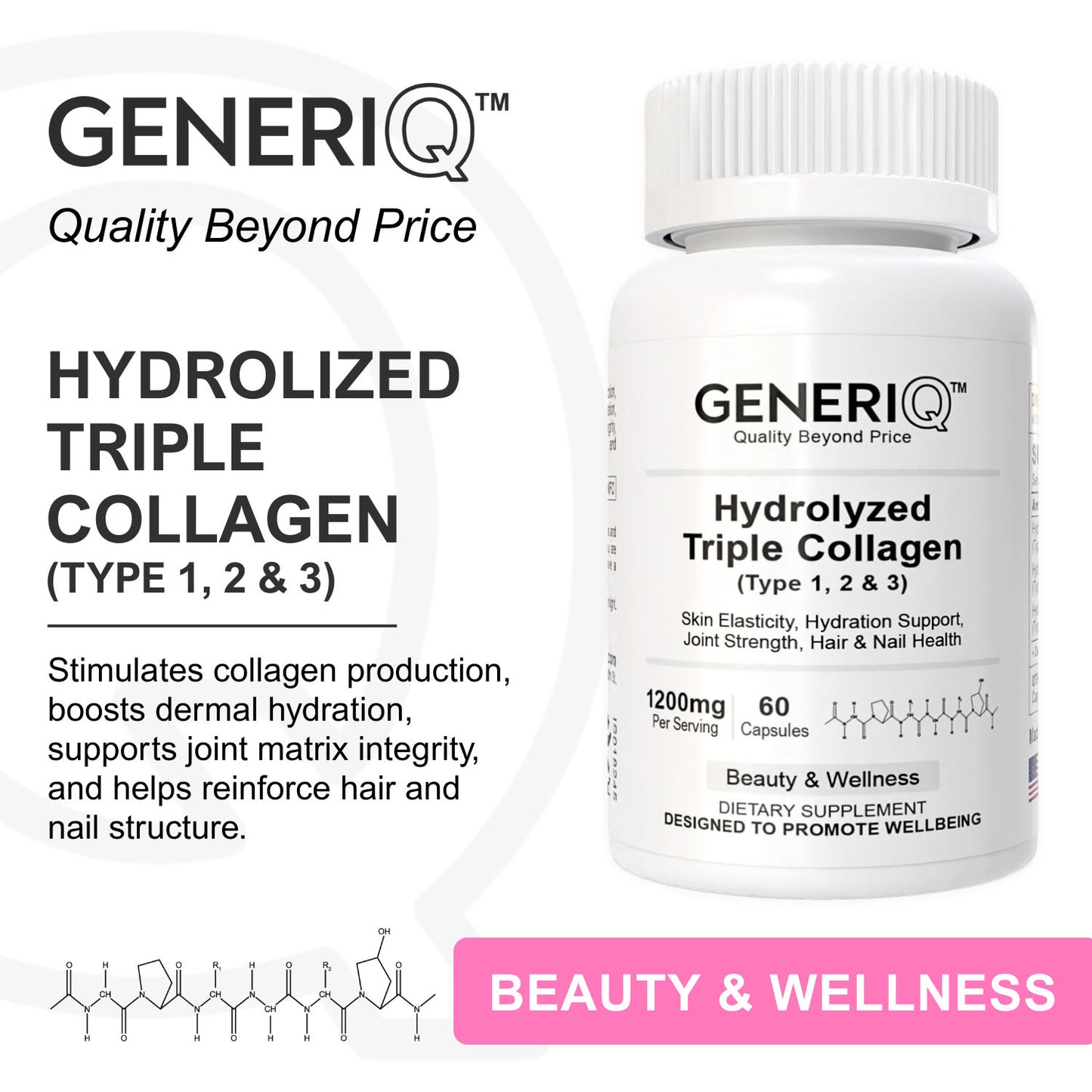 Hydrolyzed Triple Collagen (Type 1, 2 & 3), 1200mg