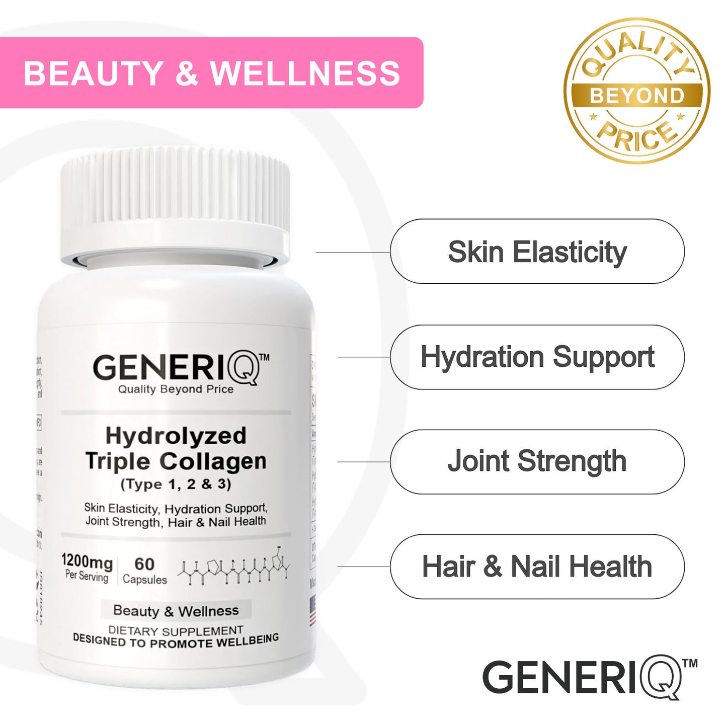 Hydrolyzed Triple Collagen (Type 1, 2 & 3), 1200mg