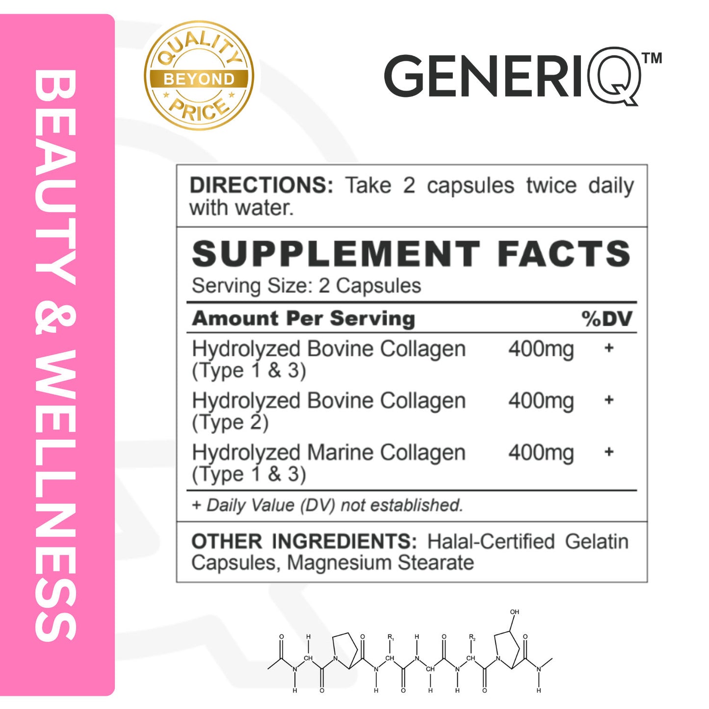 Hydrolyzed Triple Collagen (Type 1, 2 & 3), 1200mg