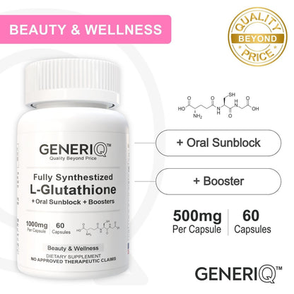 GENERIQ™ L-Glutathione + Oral Sunblock + Boosters, 1000mg