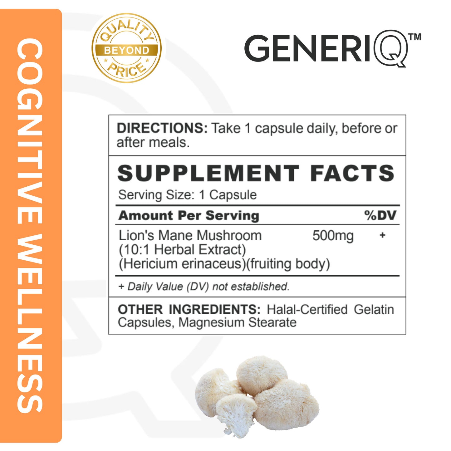 Lion’s Mane Mushroom, 500mg