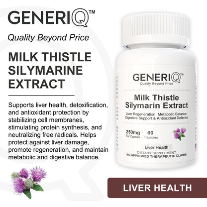 GENERIQ™ Milk Thistle Silymarin Extract, 250mg