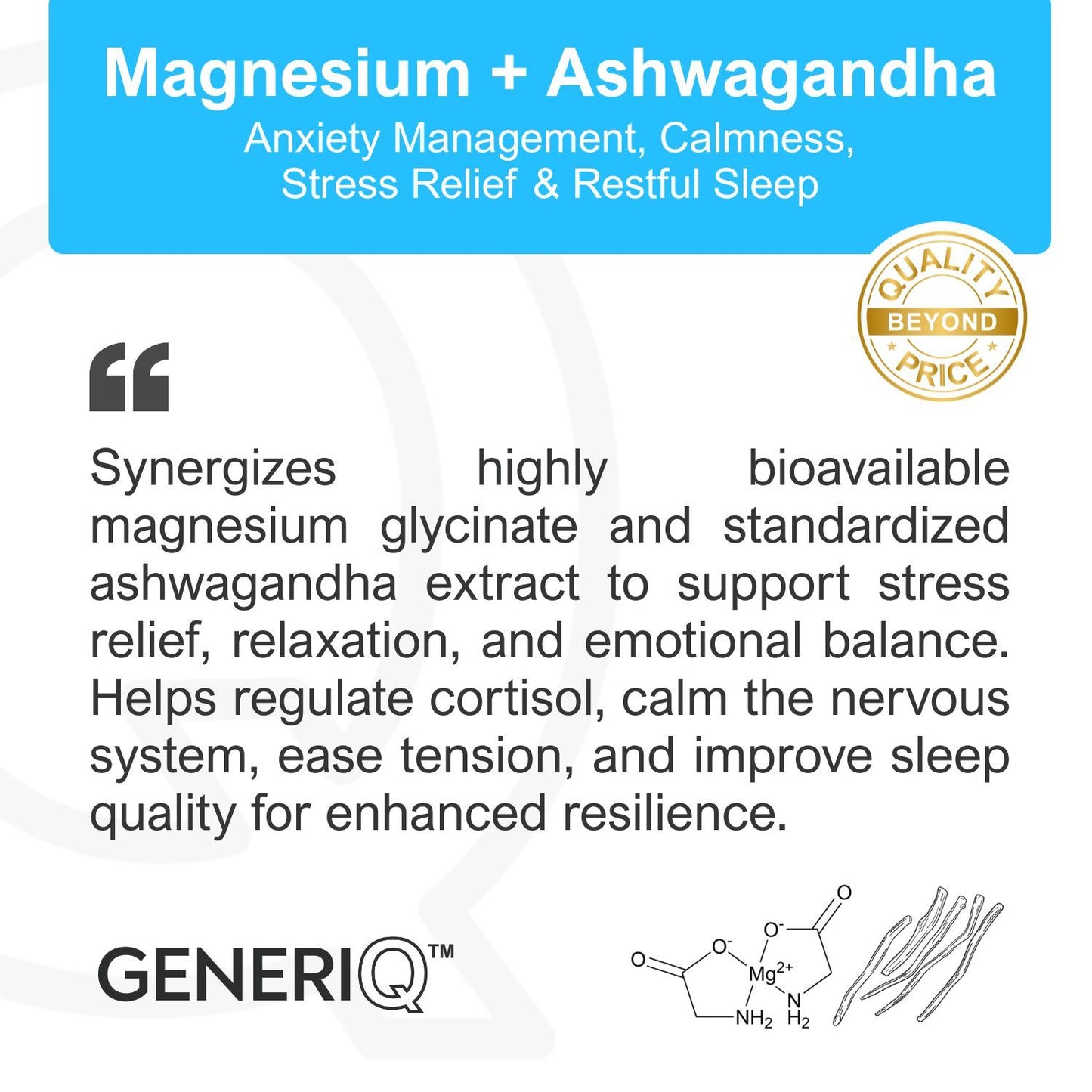 GENERIQ™ Magnesium + Ashwagandha, 500mg