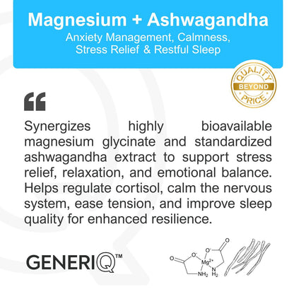 GENERIQ™ Magnesium + Ashwagandha, 500mg