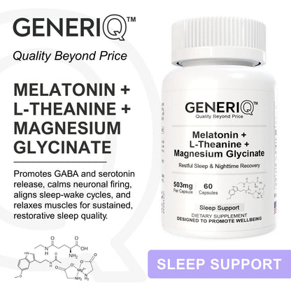 Melatonin + L-Theanine + Magnesium Glycinate, 503mg