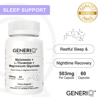 Melatonin + L-Theanine + Magnesium Glycinate, 503mg