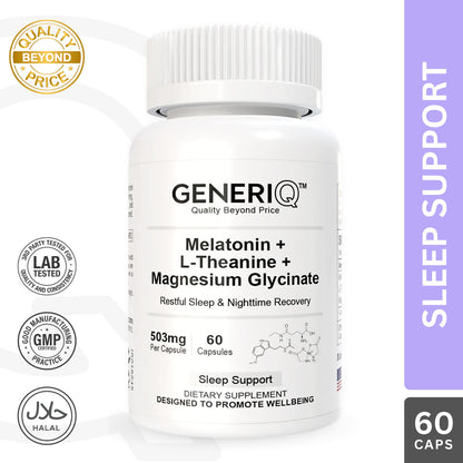 Melatonin + L-Theanine + Magnesium Glycinate, 503mg