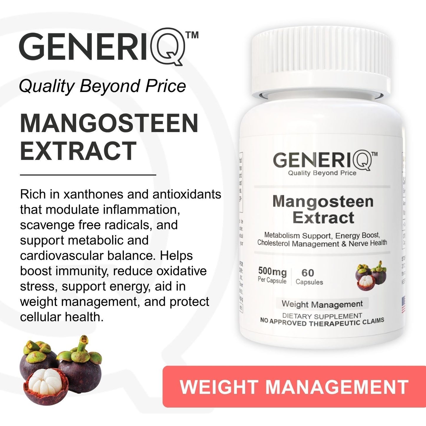 GENERIQ™ Mangosteen Extract, 500mg