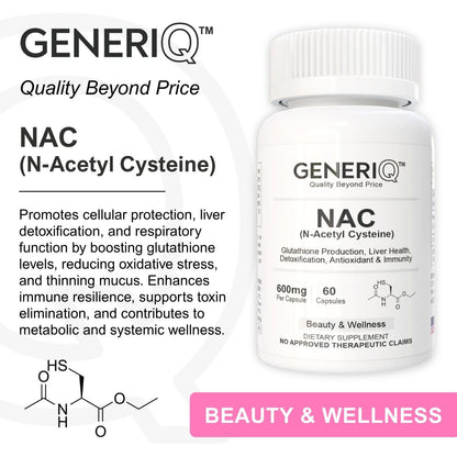 GENERIQ™ NAC (N-Acetyl Cysteine), 600mg