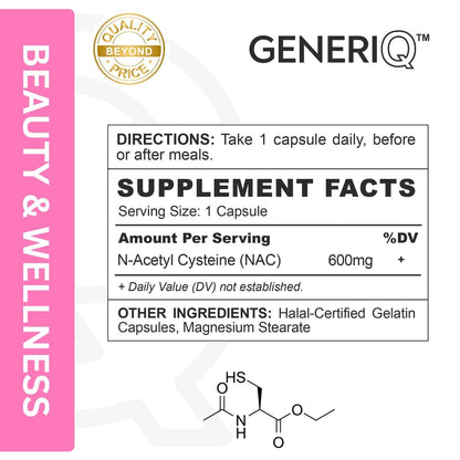 GENERIQ™ NAC (N-Acetyl Cysteine), 600mg