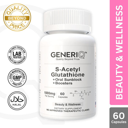 GENERIQ™ S-Acetyl Glutathione + Oral Sunblock + Boosters, 1000mg