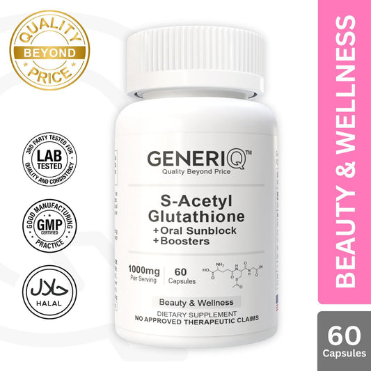 GENERIQ™ S-Acetyl Glutathione + Oral Sunblock + Boosters, 1000mg