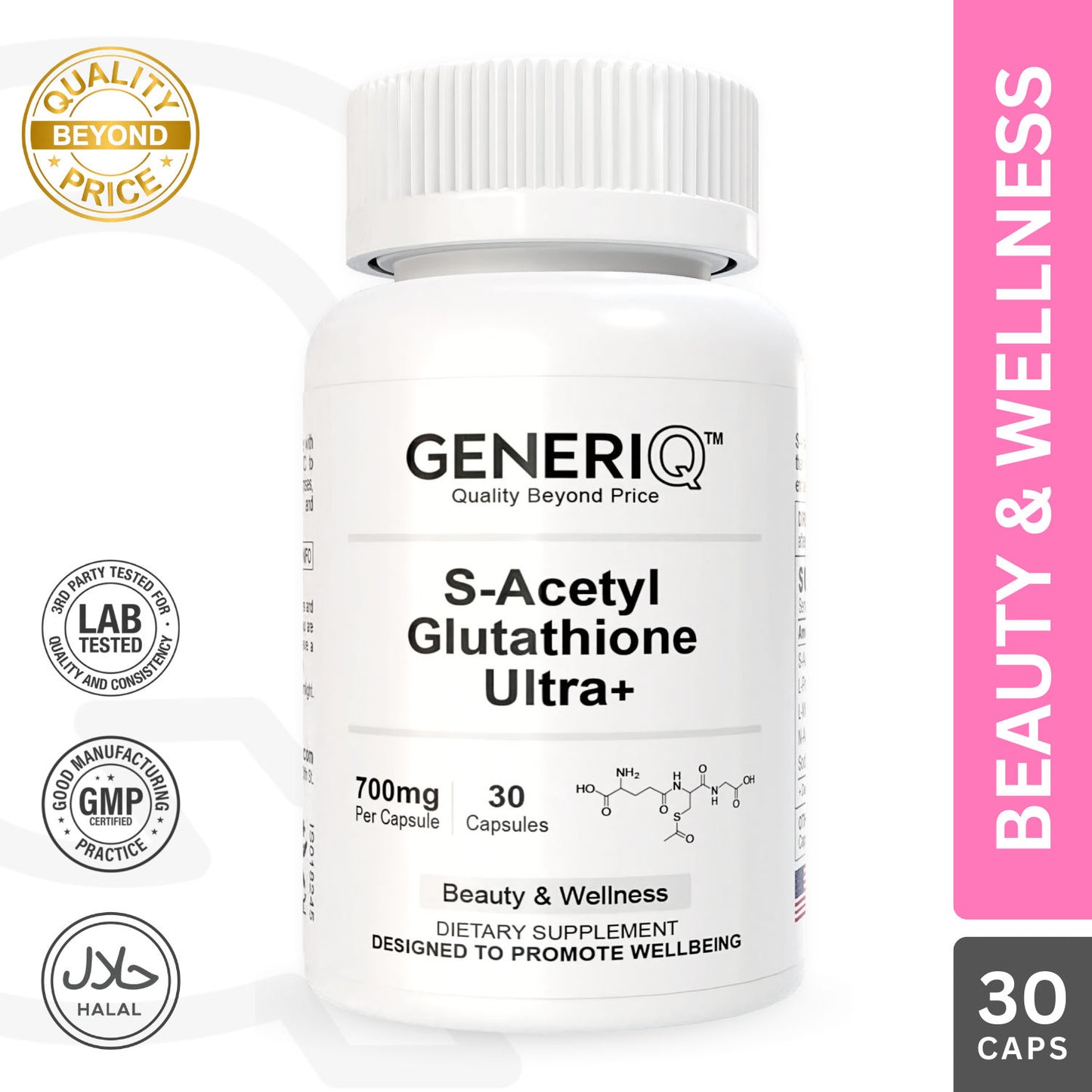 S-Acetyl Glutathione + Oral Sunblock + Boosters, 700mg