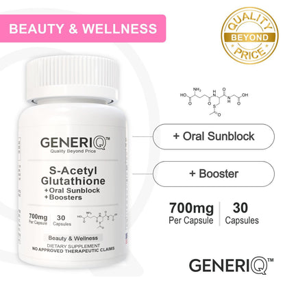 GENERIQ™ S-Acetyl Glutathione + Oral Sunblock + Boosters, 700mg